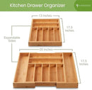 Bamboo Drawer Organizer, 2 Pack - Expandable Silverware Organizer & Utensil Drawer Organizer, Cutlery Tray with Dividers, 7-9 Slots - Premium Kitchen Organizer for Utensils & Flatware (Natural) by CozyNest Decor