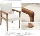 Mid Century Modern Dining Chairs Set of 4 Fabric Upholstered Living Room Side Chair, Kitchen Arm Chair with Solid Wood Legs for Home Restaurant, Linen White by CozyNest Decor