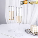 Ciaell 24 Pack Silver Plastic Champagne Flutes - 6 Oz Disposable Champagne Glasses - Square Silver Rim Plastic Toasting Glasses for Party Birthday Anniversary Wedding by CozyNest Decor
