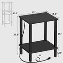 TUTOTAK End Table with Charging Station, Side Table with USB Ports and Outlets, Nightstand, 2-Tier Storage Shelf, Sofa Table for Small Space TB01BK040 by CozyNest Decor