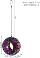 Sunnydaze 6-Inch Glass Mosaic Hanging Bird Feeder for Outdoors - Fly-Through Wild Bird Feeder - Iridescent Purple Mosaic by GreenHaven Gardens