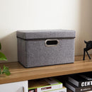 PRANDOM Foldable Storage Boxes with Lids [1-Pack] Linen Fabric Collapsible Storage Bins Organizer Containers Baskets Cube with Cover for Home Bedroom Closet Office Nursery (14.9x9.8x9.8) by TinyTreasures Baby Boutique