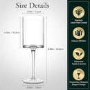 Premium Crystal Wine Glasses - Hand Blown, Thin Rim, Long Stem, Square Unique Design - Set of 4, 15oz - Perfect for Men or Women, Wedding, Anniversary, Christmas, Birthday Gift