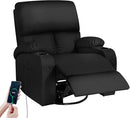 Rocking Recliner Chair, Massage Rocker Recliner Chair with Vibration Massage and Heat, USB and Type-C Ports,360° Swivel Faux Leather Chairs, Living Room, Bedroom, Nursery, RV, Black by TinyTreasures Baby Boutique