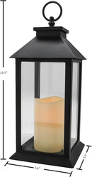 YAKii Hanging Glass Panes Lantern Portable Led Candle Light Operated by 3AAA Battery Use for Garden Yard, Indoor & Christmas Day Decoration etc (Black 2PCS) by CozyNest Decor
