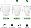 Plant Pots 12/10/9 Inch Self Watering Pots, Set of 3 Plastic Planters with Drainage Holes and Saucers,Plastic Flower Pots,Nursery Planting Pot for Indoor Out Door Plants(Pure White) by GreenHaven Gardens
