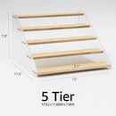 nianfeng Tiered Spice Rack, 5-Tier Spice Pantry Kitchen Cabinet Organizer, 12-Inch, Natural Wood Acrylic Stair Riser Stand, Countertop Seasoning Shelf by CozyNest Decor