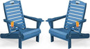 Adirondack Chairs Set of 2, Outdoor Fire Pit Chairs, HDPE All-Weather Adirondack Chairs with Cup Holder, Lawn Chair for Deck, Patio, Garden (NavyBlue) by GreenHaven Gardens