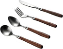 Silverware Set 16 Piece Flatware Cutlery Set Service for 4,18/10 Stainless Steel Forged Walnut Wooden Handle Matte Brushed Dishwasher Safe Premium Durable Utensil Sets for Home Kitchen Wedding by CozyNest Decor