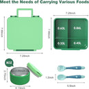 Bento Lunch Box with 8oz Soup Thermo, Kids Leakproof Lunch Food Containers with 4 Compartment, Kids Thermo Insulated Hot Food Jar for School, Trvael-Green by TinyTreasures Baby Boutique