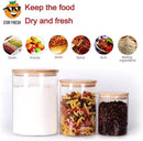 Glass flour Jars with Airtight Lids, 6 Pack Sugar and Flour Salt Containers Set, Extra Large Glass Rice Jar with Bamboo lid for Kitchen, Brown Suger, Beans, Groub Coffee (100OZ/54OZ/27OZ) by CozyNest Decor