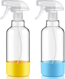Glass Spray Bottles with Silicone Sleeve 16.9oz 2 Pack Empty Spray Bottle for Hair Mist/Stream Spraying for Cleaning Solutions, Plants, Essential Oils (clear-sblue&yellow) by GreenHaven Gardens