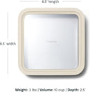 Caraway Glass Food Storage, 10 Cup Glass Container,Ceramic Coated Food Container,Easy to Store, Non Toxic, Non Stick Lunch Box Container with Glass Lids. Dishwasher, Oven,Square Shape,Cream by TinyTreasures Baby Boutique