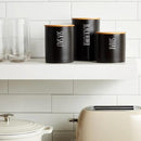 Farmlyn Creek Set of 3 Matte Black Kitchen Canister with Airtight Wooden Bamboo Lids, Kitchen Counter Containers, Food Storage Jars, Ideal for Storing Sugar, Coffee and Other Dry Goods, (3 Sizes) by CozyNest Decor