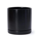 D'vine Dev 8 Inch Ceramic Planter Pot with Drainage Hole and Saucer, Indoor Cylinder Round Planter Pot, Black, 94-O-D-2 by GreenHaven Gardens