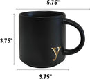 COLLECTIVE HOME - Black Monogram Ceramic Mugs, 15 oz Golden Initial Coffee Cups, Elegant Alphabet Tea Mugs, Personalized Halloween Mug with Gift Box, Perfect for Office and Home Décor (y) by CozyNest Decor