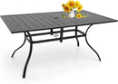 Outdoor Patio Table for 6 Person, Patio Dining Rectangle Table with 1.57" Umbrella Hole for Garden Lawn Backyard Parties, Black Metal Frame 63" L x 38" W x 28" H by GreenHaven Gardens