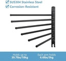 Space Saving Towel Rack JSVER Black Space Saving Towel Holder, Towel Rack Wall Mounted, Swivel Hand Towel Holder, 6-Arms Towel Bar, Towel Racks for Bathroom by CozyNest Decor