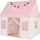 Large Kids Tent with mat, Star Lights, Tissue Garland, Play Tent Indoor & Outdoor, Kids Play Tent for Girl & Boy Aged 3+, Kids Tent for Toddler, 52" x35" x 52" Play House with Windows, Washable, Pink by TinyTreasures Baby Boutique