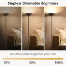 BoostArea Torchiere Floor Lamp Antique Bronze, 24W Super Bright LED Standing Lamp, 3000K Dimmable Pole Lamp with Rotary Switch, 70 Inch Tall Metal Modern Floor Lamps for Living Room/Bedroom/Office/Den by CozyNest Decor