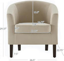 BELLEZE Accent Barrel Chair, Set of 2 Faux Leather Round Club Tub Sofa Corner Chair with Flared Legs and Cozy Soft Padding for Living Room Bedroom Waiting Room - Beige by CozyNest Decor