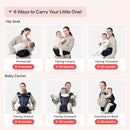 BabbleRoo Grow Carrier – Safety-Certified 6-in-1 Baby Carrier with Hip Seat, Ergonomic & Adjustable Toddler Carrier 7-50 lbs with Hip Support, Hood for Sun Protection, Newborn to Toddler, Navy Hearts by TinyTreasures Baby Boutique