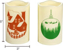 Outdoor Battery Operated Flameless Pillar Candles Auto Daily Timer Waterproof Realistic Flickering Electric LED Lights Snow House Christmas Ball Tree Decals Xmas Decorations 3”X5” 2 Pack by GreenHaven Gardens