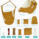 Outerman Hammock Chair, Hanging Chair with 3 Cushions and Foot Rest Support, Sturdy Metal Spreader Bar Max 500Lbs, Swing Chair for Bedroom, Indoor & Outdoor, Patio, Porch or Tree（Khaki） by GreenHaven Gardens
