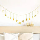 Mkono Moon Phase Wall Hanging Boho Aesthetic Room Decor Metal Moons Garland Hanging Art Bohemian Home Decoration for Girls Room Nursery Bedroom Livingroom Dorm, Ideal, Gold, 55" by CozyNest Decor