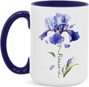 Customized Iris Flower Lover Cup, Custom Name Flower Ceramic Mug, Novelty Flower Themed Accent Cup 11oz 15oz, Personalized Iris Design Coffee Mug, Gift For Girlfriend Women by CozyNest Decor