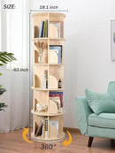 Rotating Bookshelf, 360 Display 5 Tier Floor Standing Bookcase Storage Rack for Kids&Adult, Wood Narrow Book Shelf Organizer for Bedroom, Living Room, Study Room(63 * 17.32 * 17.32inch) by TinyTreasures Baby Boutique