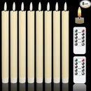 GenSwin Flameless Flickering Taper Candles with 2 Remote Controls and Timer, Real Wax 3D Wick Light Window Candles Battery Operated Pack of 8, Christmas Home Wedding Decor(Ivory, 0.78 X 9.64 Inch) by CozyNest Decor