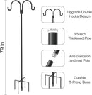 Highpro Double Shepherds Hooks for Outdoor, 2 Pack 79 Inch Heavy Duty Garden Pole for Hanging Bird Feeder, Bird Feeder Hook Plant Baskets,Garden Plant Hanger Stands with 5 Base Prongs by GreenHaven Gardens