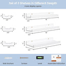 Picture Ledge Shelf for Wall, 16 inches Solid Pine Wood Nursery Book Shelves 3 Packs, Floating Ledge Shelves for Kids' Room Bedroom Bathroom Living Room Photo Frames Office Nursey Wall Decor, White by TinyTreasures Baby Boutique
