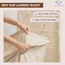 LFH Home Large Premium 100% Cotton Canvas Laundry Bag with Drawstring and Handles Heavy Duty, Multi-Use, and Washable for Home, Travel, College or Storage 28x40 (Pack of 6)-Natural by TinyTreasures Baby Boutique