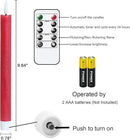 GenSwin Flameless Red Taper Candles Flickering with 10-Key Remote, Battery Operated Led Warm 3D Wick Light Window Candles Real Wax Pack of 6, Christmas Home Wedding Decor(0.78 X 9.64 Inch) by CozyNest Decor