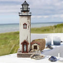 Linfevisi Wood Lighthouse Decor Rustic LED Light House Decor Wooden Decorative Nautical Lighthouse Statue Coastal Beach Themed Lighthouse Handcrafted Tabletop Decoration Home Bathroom (12") by CozyNest Decor