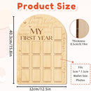 ORIGACH My First Year Baby Growth Photo Display Wood Board - 12 Months Newborn Milestones Photo Board - Neutral Baby Keepsake Board 1st Birthday Party Nursery Decor New Mom Gift - Sentiment Words by TinyTreasures Baby Boutique