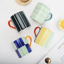 Koja Colorful Hand Painted 16 oz. Porcelain Ceramic Mugs Set. Service for 4. by CozyNest Decor