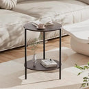 Side Table, Round End Table with 2-Layer Storage Rack, 15.7" Small Spaces Circle Table, Metal Frame Design Small Side Tables, for Living Room, Bedroom, Vintage Wood by CozyNest Decor