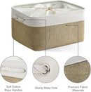 TheWarmHome Organization and Storage Basket for Organizing - X Large - 3 Pack 17.7L×13.8W×9.8H in Collapsible Storage Bin for Shelves, Fabric Basket for Gifts Organizer Toy Closet (White & Khaki) by TinyTreasures Baby Boutique