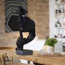 aboxoo Thinker Statue, Silence is Gold Abstract Art Figurine, Modern Home Resin Sculptures Decorative Objects Piano Desktop Decor for Creative Room Home, Office Study Decor (Large Black) by CozyNest Decor