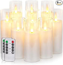 Homemory Pure White Acrylic Flameless LED Candles, Battery Operated With Remote Control and Timer, Electric Fake Candles for Wedding, Home Decor, Set of 9 by CozyNest Decor
