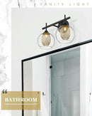 Black and Gold Bathroom Light Fixture, Farmhouse Wall Sconce Lighting with Clear Glass and Honeycomb Metal Shade, 2-Light Black Brass Vanity Light Over Mirror, AD-22001-2W-BK by CozyNest Decor