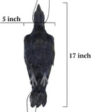 Etistta 17 inch Realistic Hanging Dead Crows Decoy Lifesize Extra Large Black Feathered Crow by GreenHaven Gardens