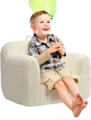 ALIMORDEN Kids Ultra-Soft Snuggle Foam Filled Chair, Toddler Cuddly Sherpa Reading Couch for Boys and Girls, Cream by CozyNest Decor