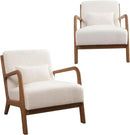 INZOY Mid Century Modern Accent Chair Set of 2, Lamb Wool Fabric Living Room Chairs with Waist Cushion, Upholstered Reading Armchair for Bedroom Sunroom by CozyNest Decor