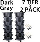 Vertical Planter 7 Tier Stackable Planters Garden Planters Strawberry Herb Flower and Vegetable Planter Indoor Outdoor Gardening Pots with Removable Wheels and Tools by GreenHaven Gardens