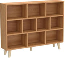 IOTXY Wooden Open Shelf Bookcase - 3-Tier Floor Standing Display Cabinet Rack with Legs, 10 Cubes Bookshelf, Pear Yellow by CozyNest Decor