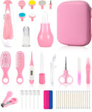 Baby Grooming and Healthcare Kit, Portable Baby Safety Care Set with Hair Brush Comb Nail Clipper Nasal Aspirator for Nursery Newborn Infant Girl Boy (32 in 1, Pink) by TinyTreasures Baby Boutique